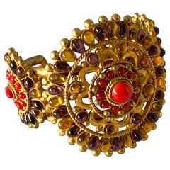 Chanel Mughal Style Gilt "pate de verre" Statement Bracelet