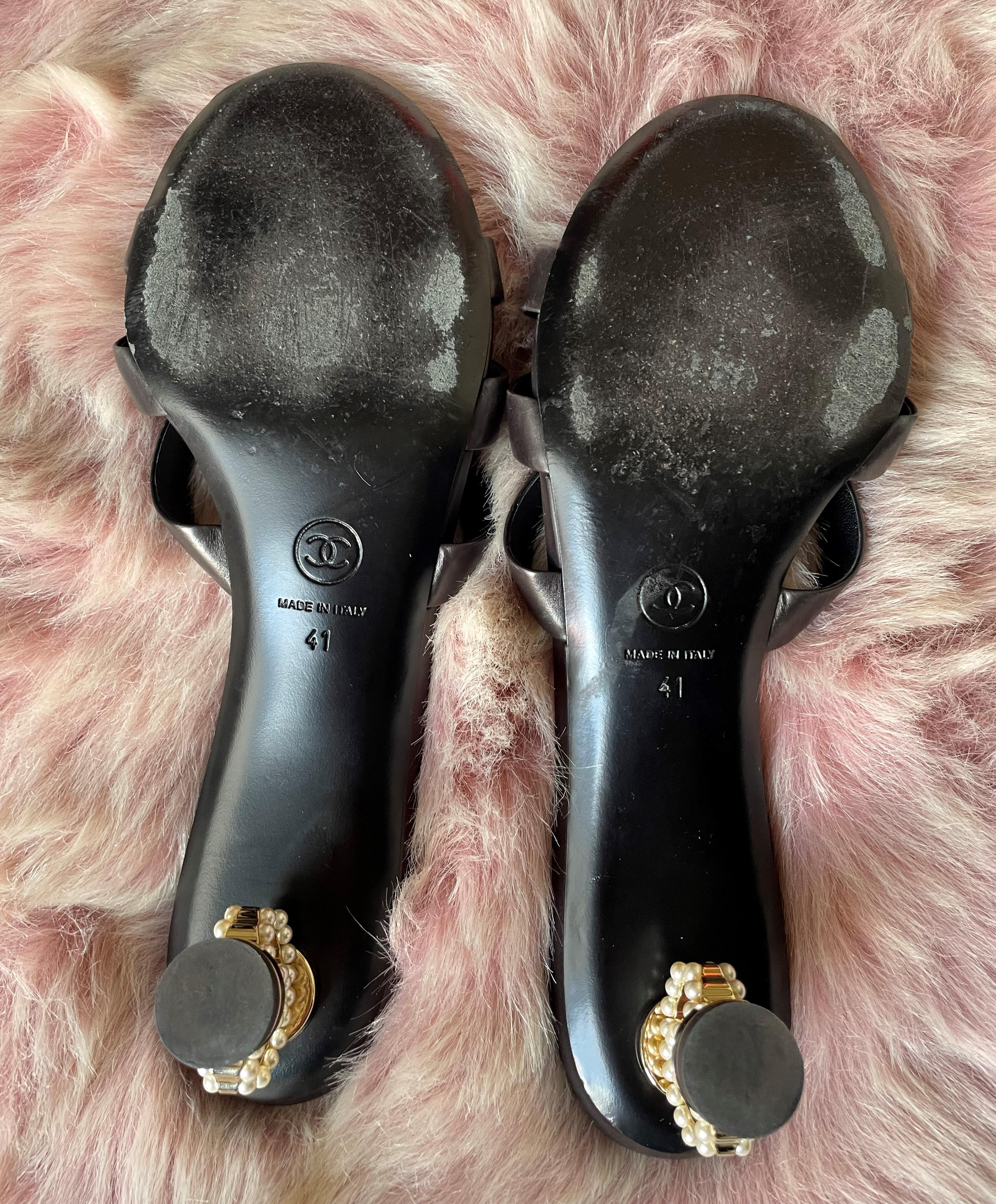 chanel pearl mules