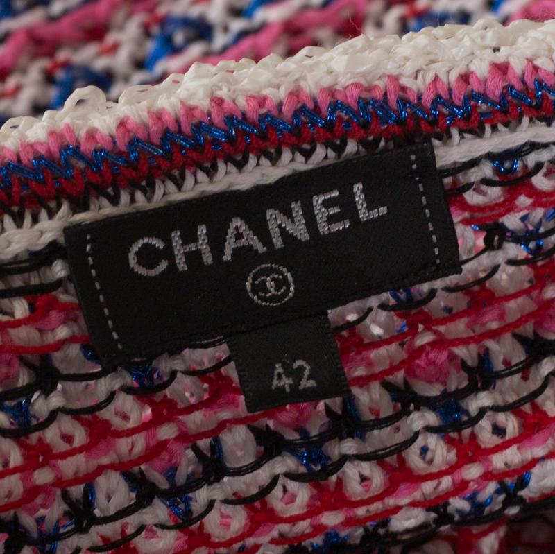 Chanel Mulitcolor Crochet Knit Short Sleeve Top M 1