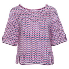 Chanel Mulitcolor Crochet Knit Short Sleeve Top M