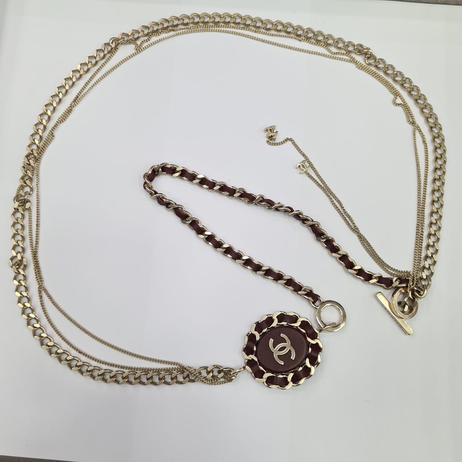 chanel leather chain necklace