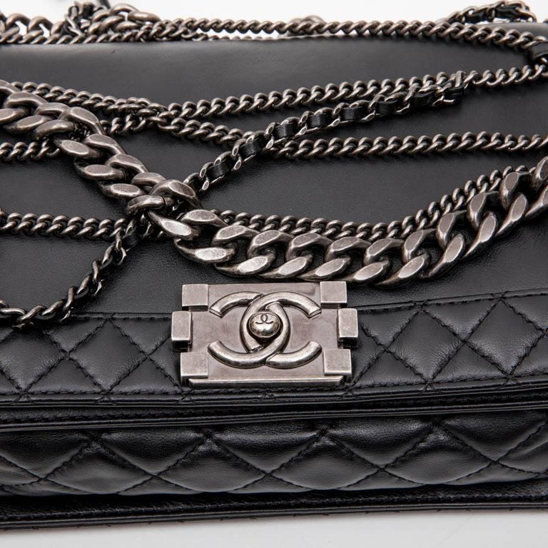 CHANEL 'Multi Chains' Boy Bag in Black Smooth Lambskin at 1stDibs