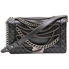 CHANEL 'Multi Chains' Boy Bag in Black Smooth Lambskin
