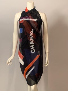 Chanel Multi Color Graphic Cotton Shawl or Pareo Never Worn