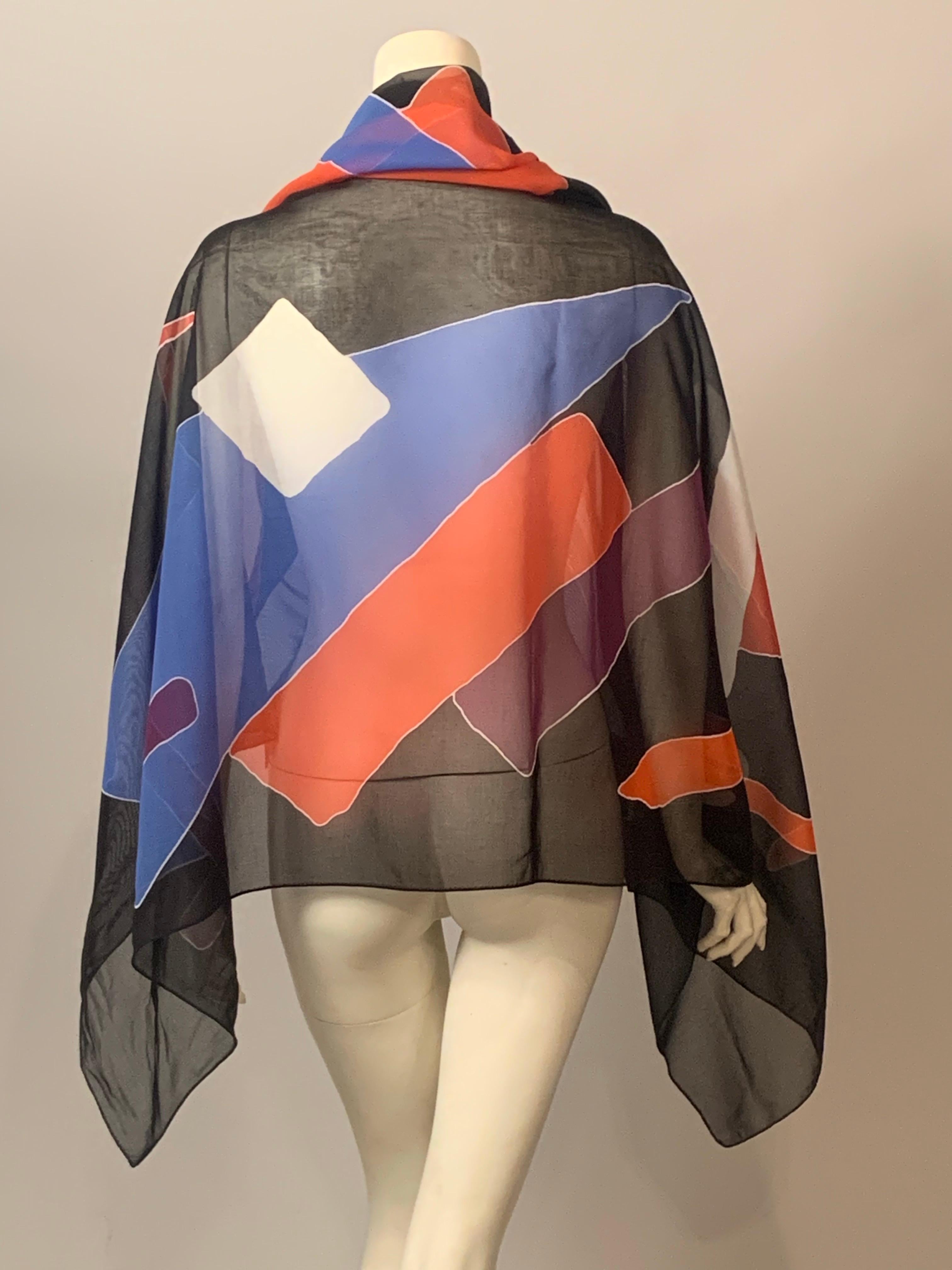 Nero Scialle o pareo in cotone con grafica multicolore di Chanel mai indossato in vendita