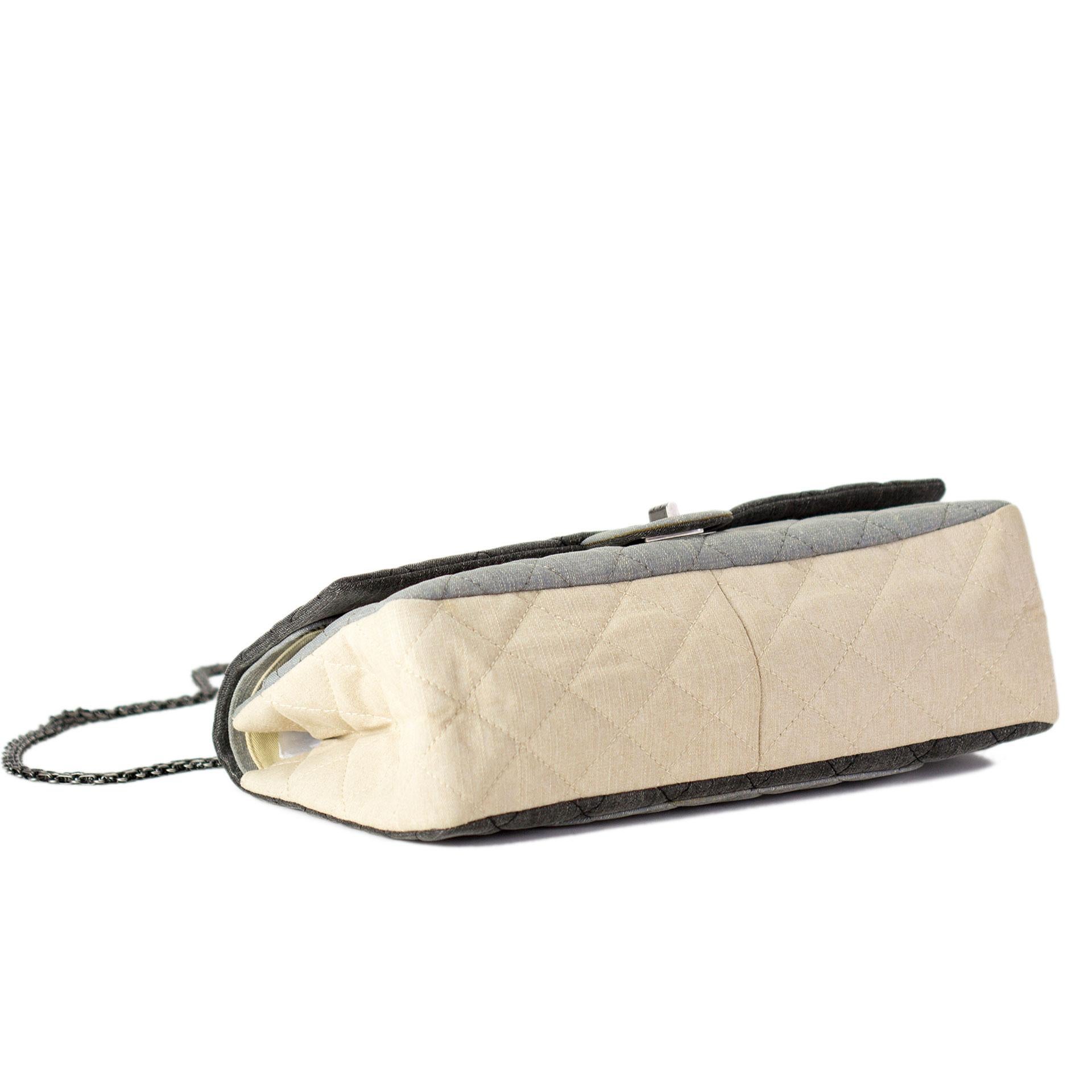 Chanel Multi Color Large Canvas Denim Quilted Flap Reissue Shoulder Bag For Sale 5