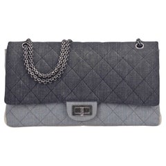Chanel Multi Color Large Canvas Denim Quilted Flap Reissue Borsa a tracolla