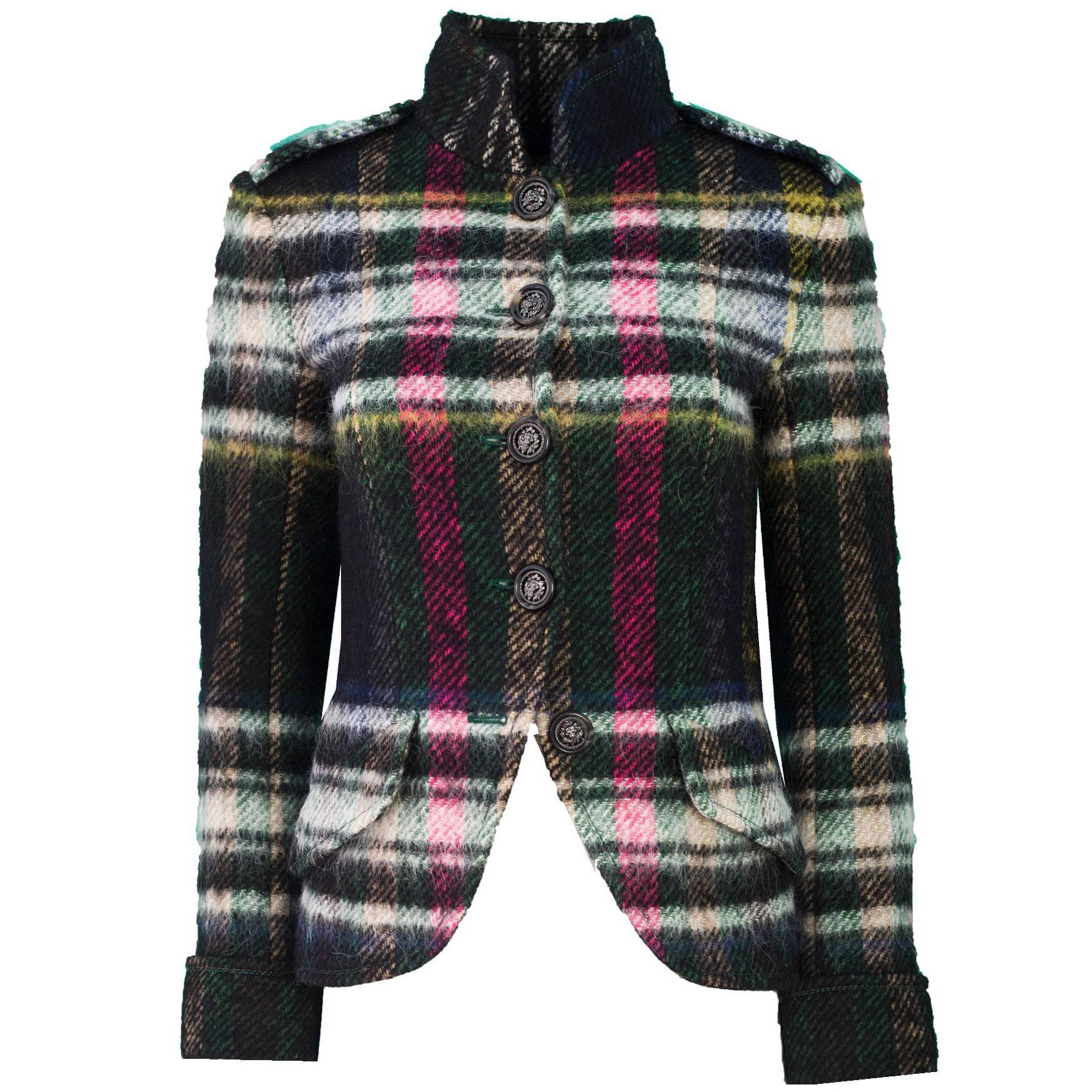 Chanel Multi-Color Plaid Wool-Blend Jacket Sz FR36
