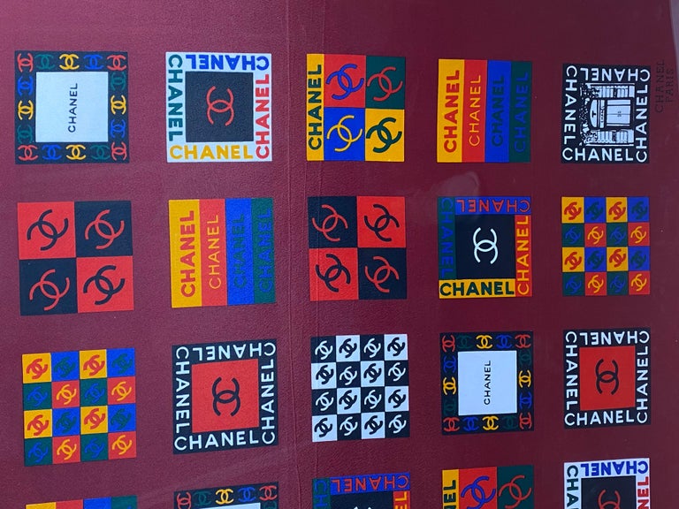 Chanel Multi-Color Signature Logo Framed Silk Scarf