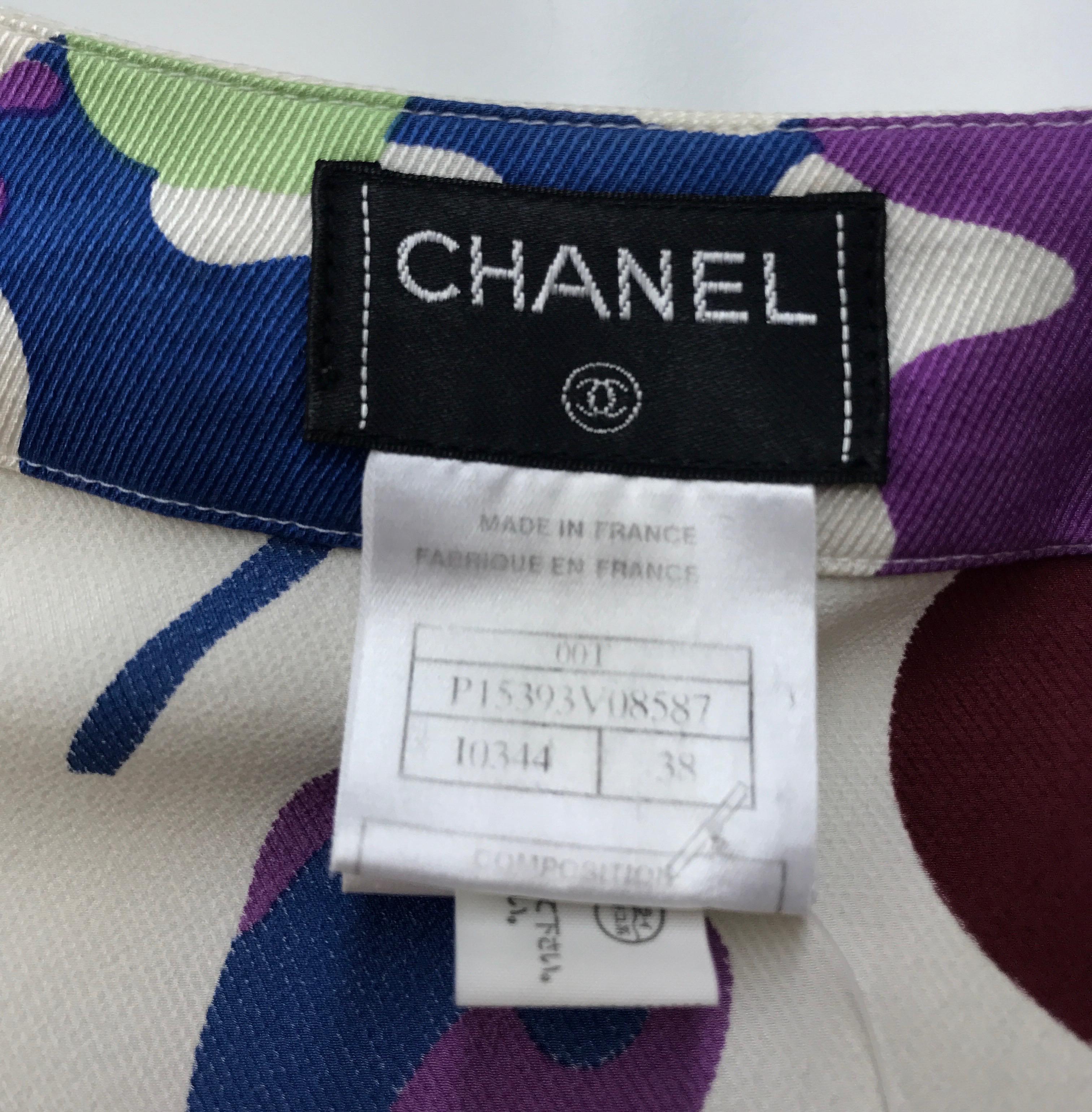 Women's Chanel Runway Spring 2000 Multi colored Silk Skirt-38 For Sale