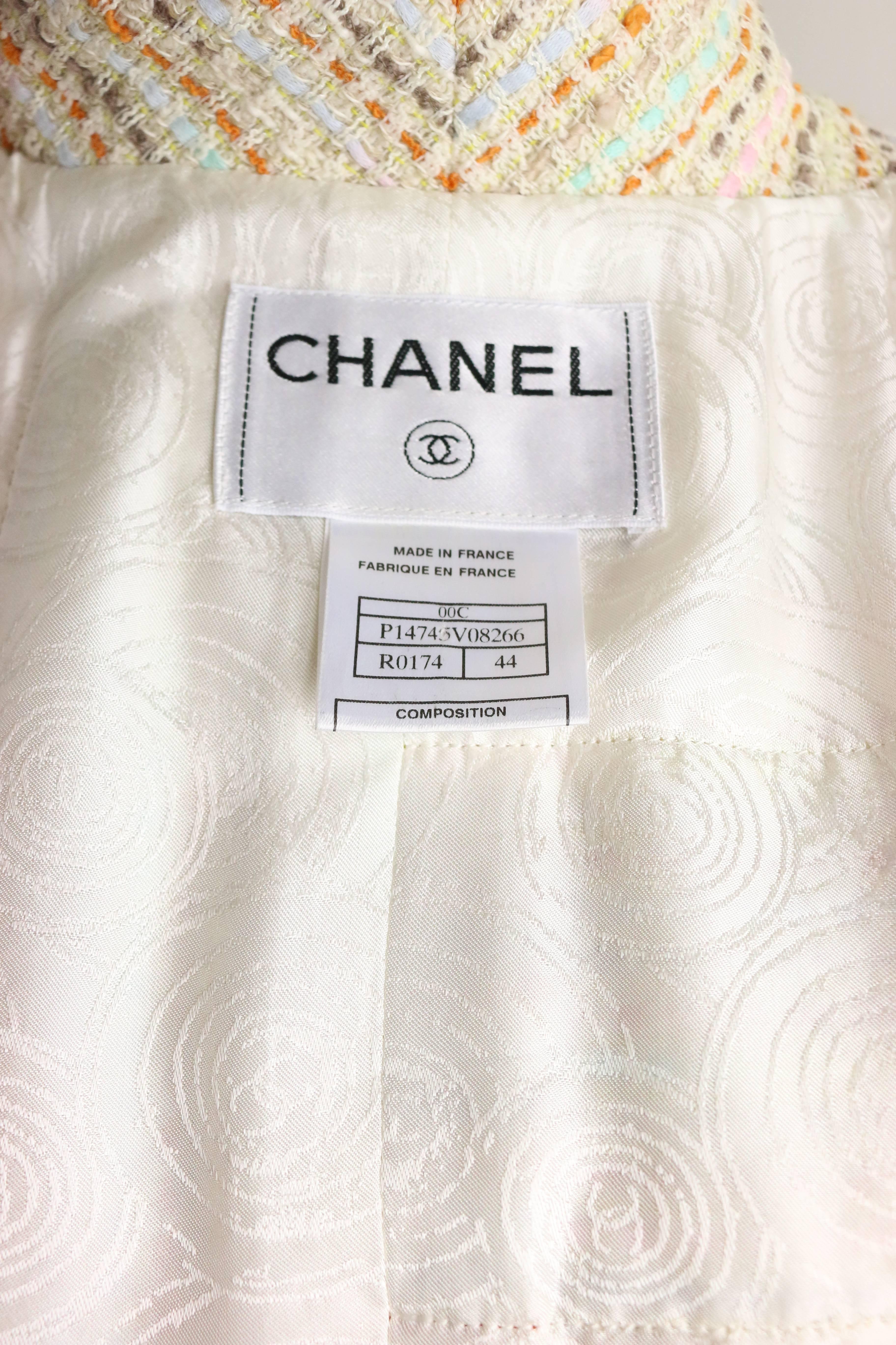 Chanel Multi coloured 3/4 Sleeves Tweed Jacket  For Sale 1