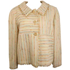 Chanel veste en tweed multicolore à manches 3/4 