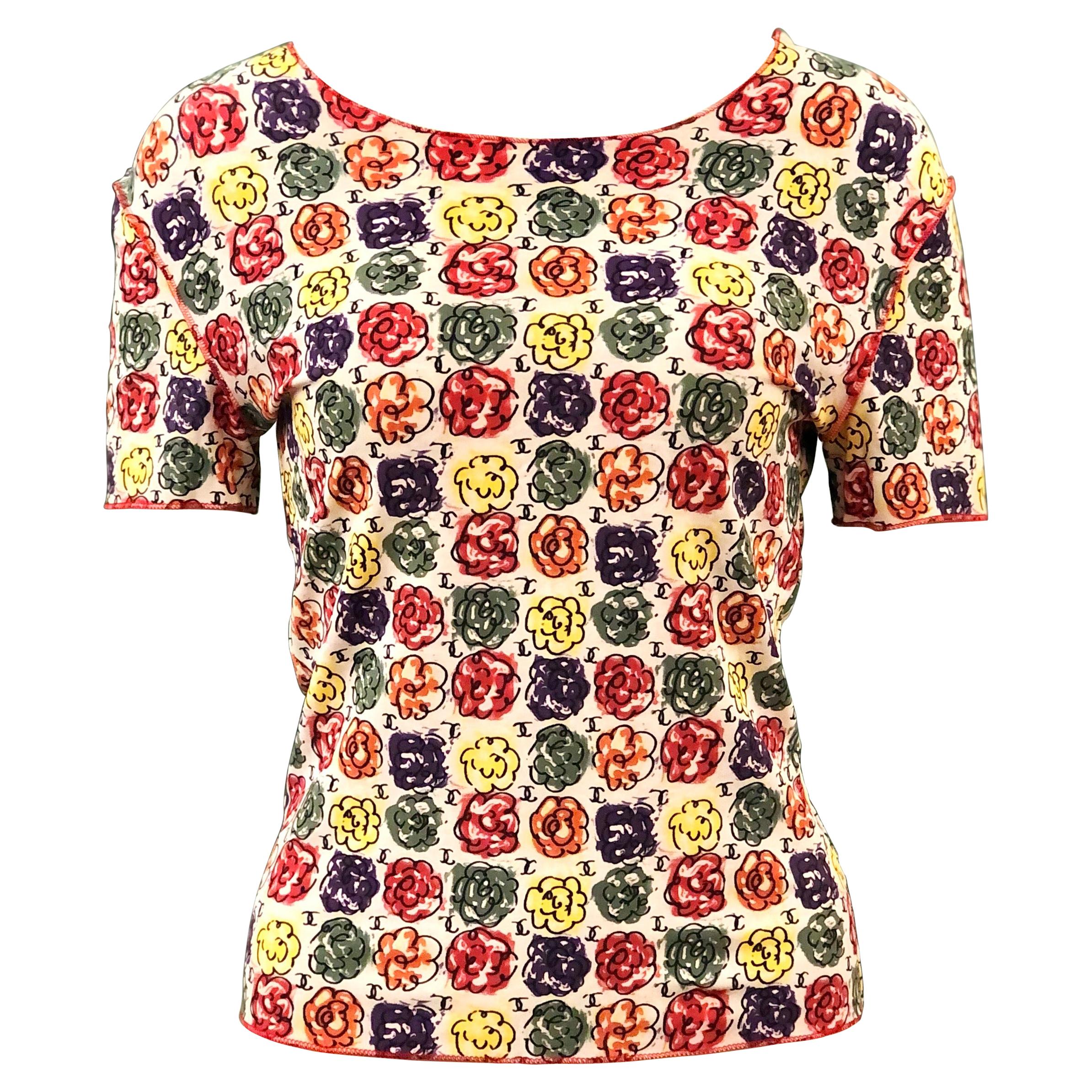 Chanel Multi-Coloured Floral Print T-Shirt 