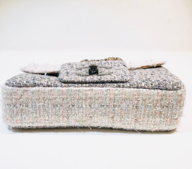 Chanel Multi-Coloured Tweed “CC” Silver Hardware Interlocking Flap Shoulder Bag  For Sale 1