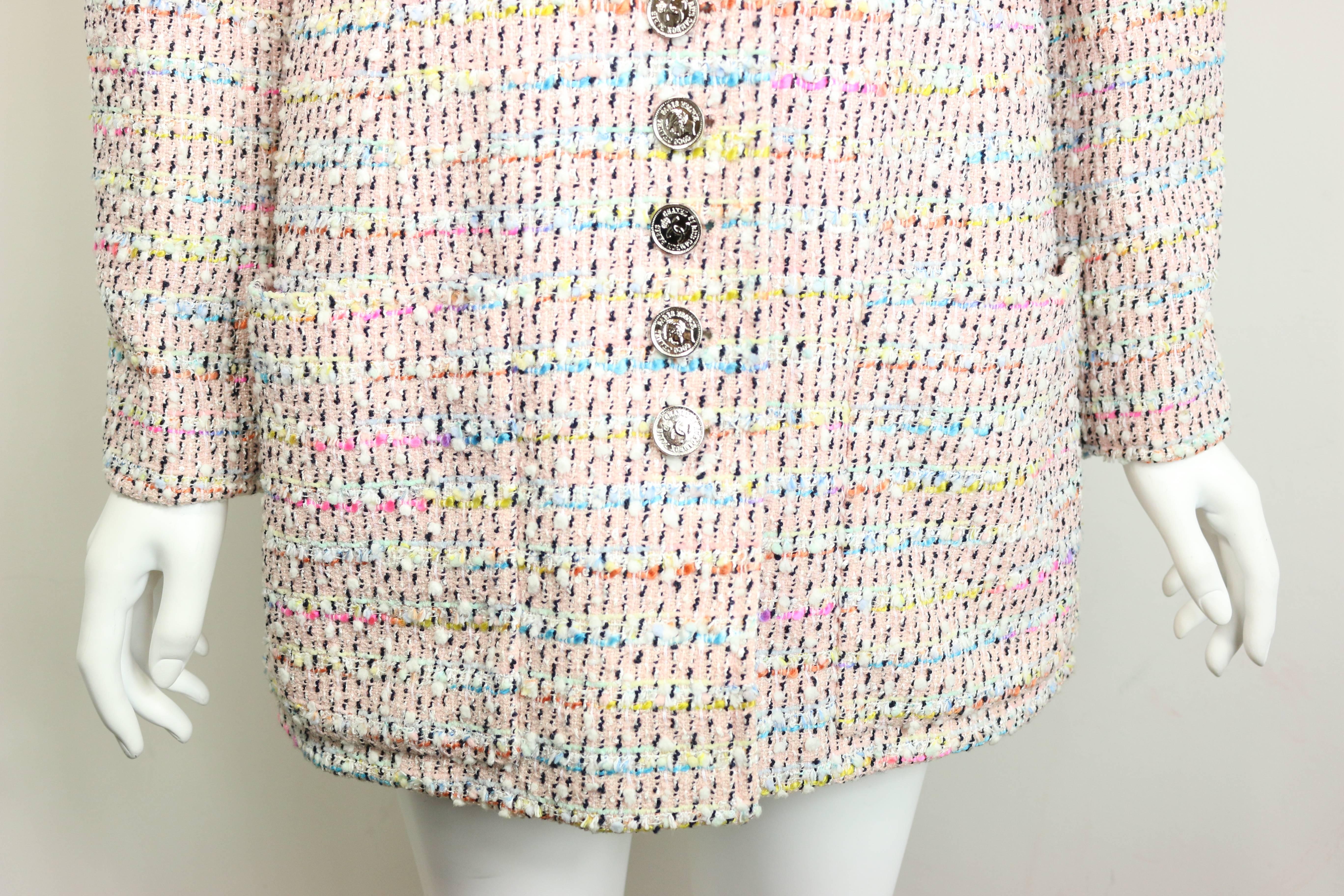 Gray Chanel Multi-Coloured Tweed Jacket For Sale