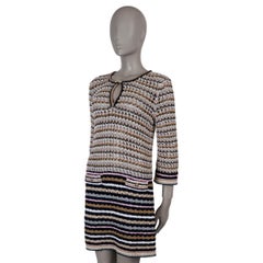 CHANEL multi cotton 24P LUREX STRIPED CROCHET KNIT Dress 38 S