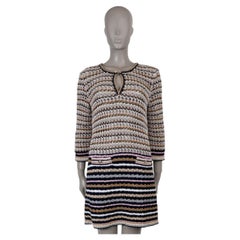 CHANEL multi cotton 24P LUREX STRIPED CROCHET KNIT Dress 38 S