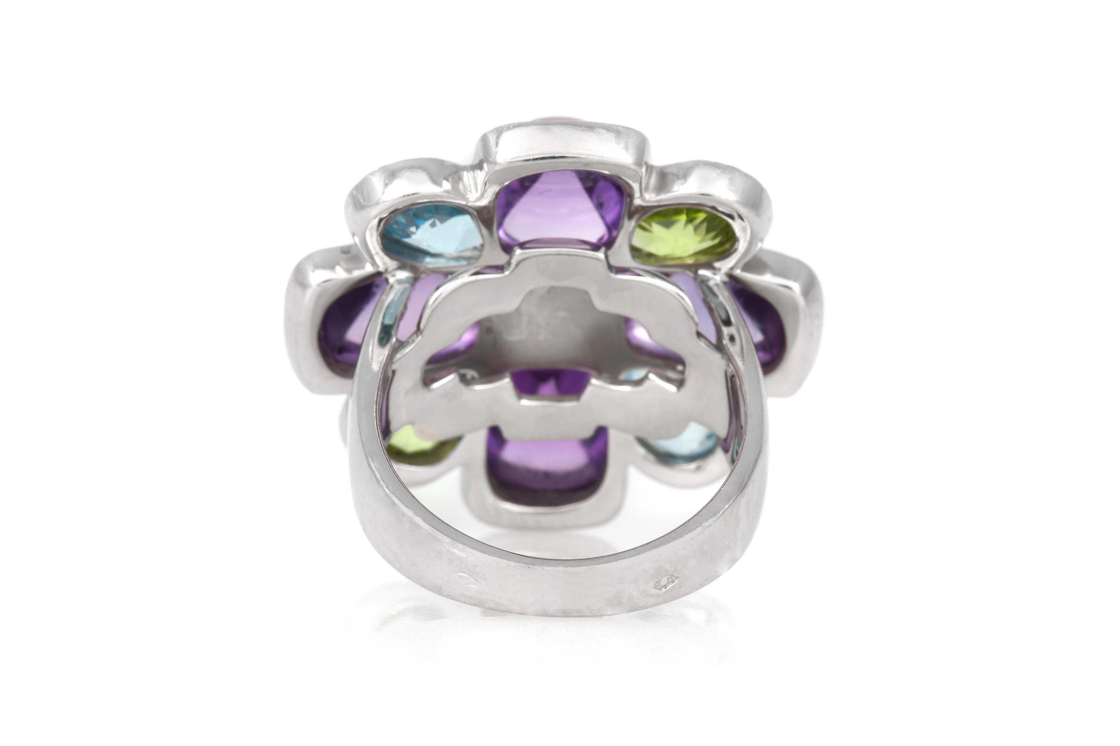 Chanel Multi Gem Flower Ring In Excellent Condition In New York, NY