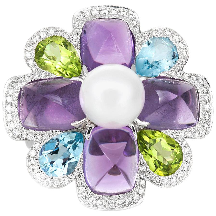 Chanel Multi Gem Flower Ring