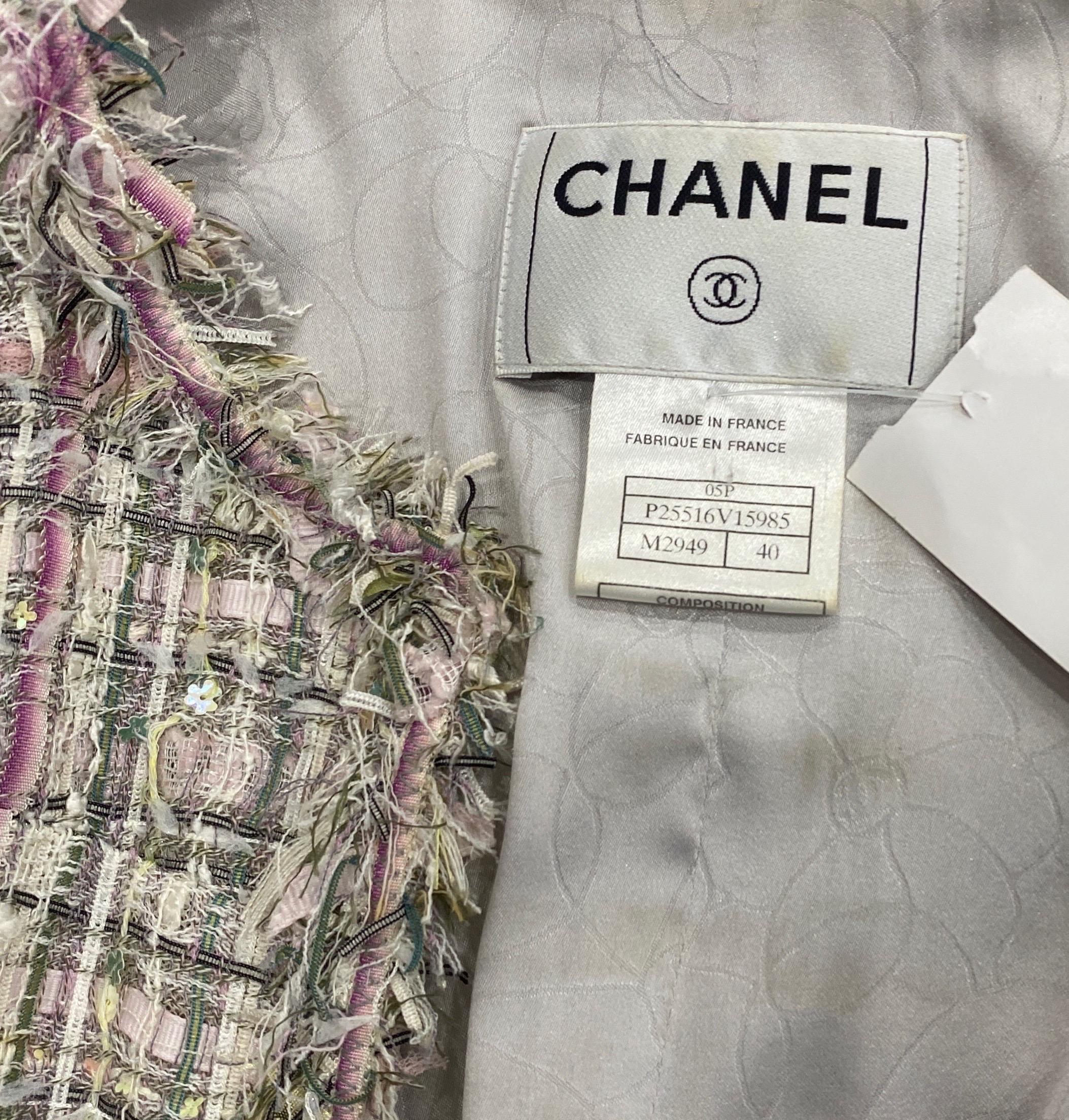Chanel Multi Pastels Ribbon Boucle Jacket -Size 40- 2005P For Sale 15