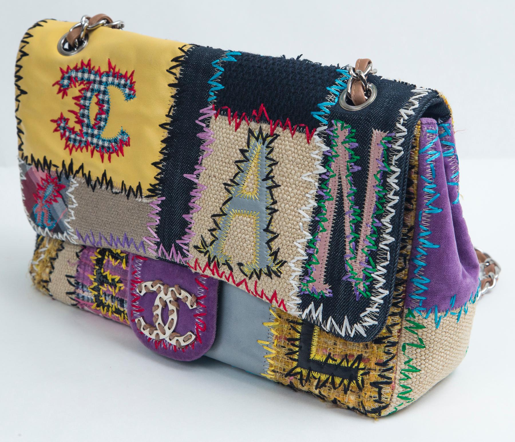Chanel - Sac à main à rabat Jumbo Multi Patchwork Bon état à Westport, CT