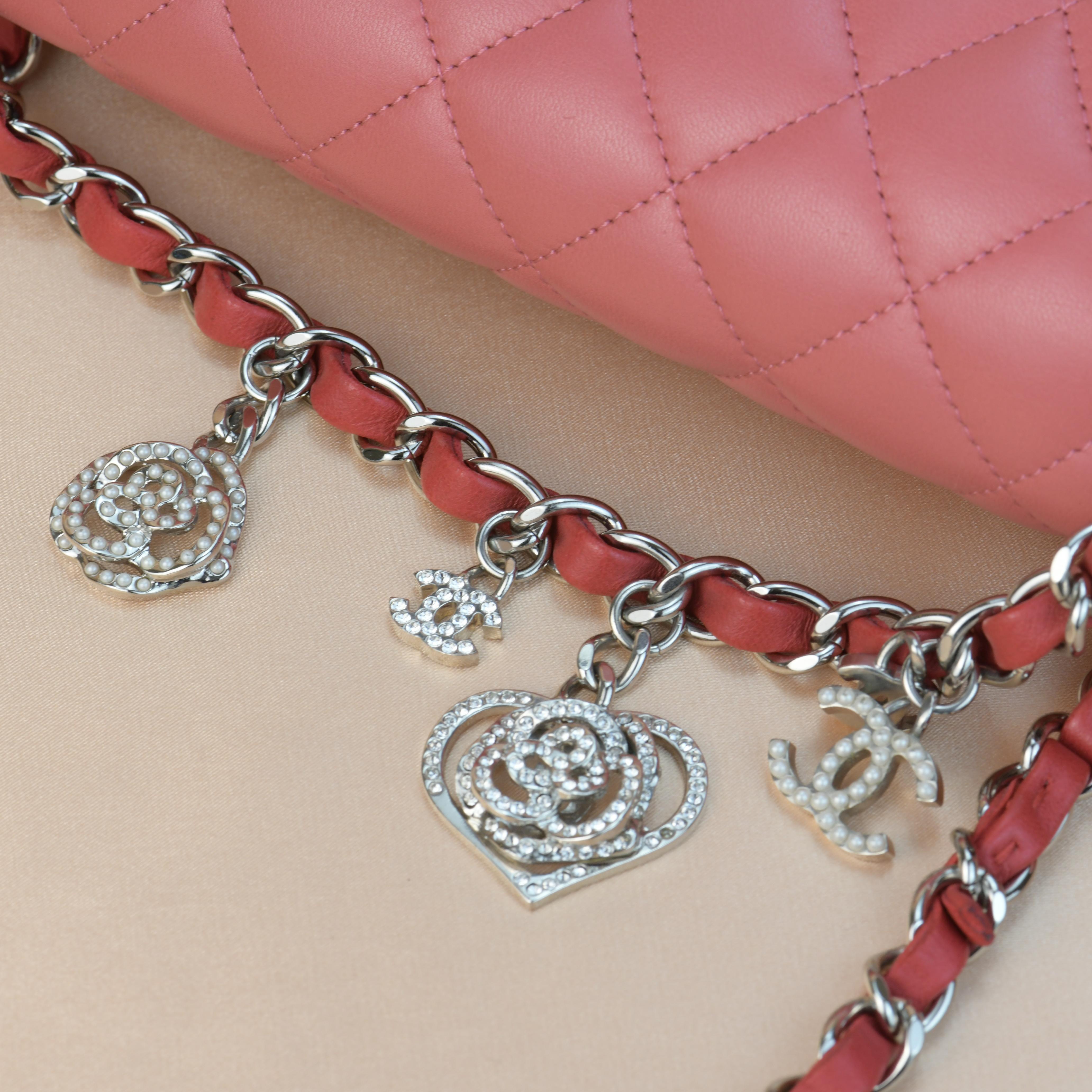Chanel Multi-Pink Quilted Lambskin Medium Valentine Charm Single Flap Bag 3