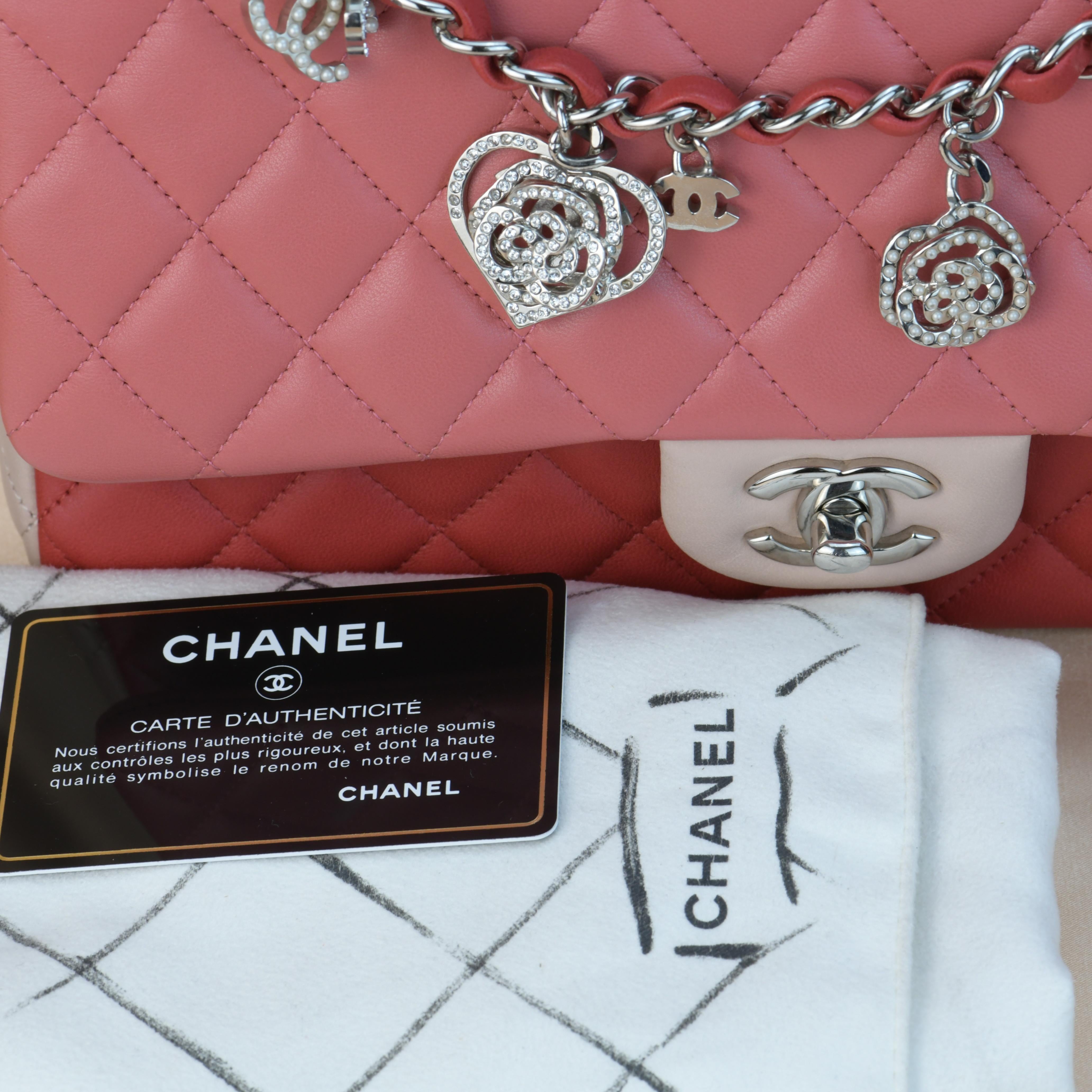 Chanel Multi-Pink Quilted Lambskin Medium Valentine Charm Single Flap Bag 8