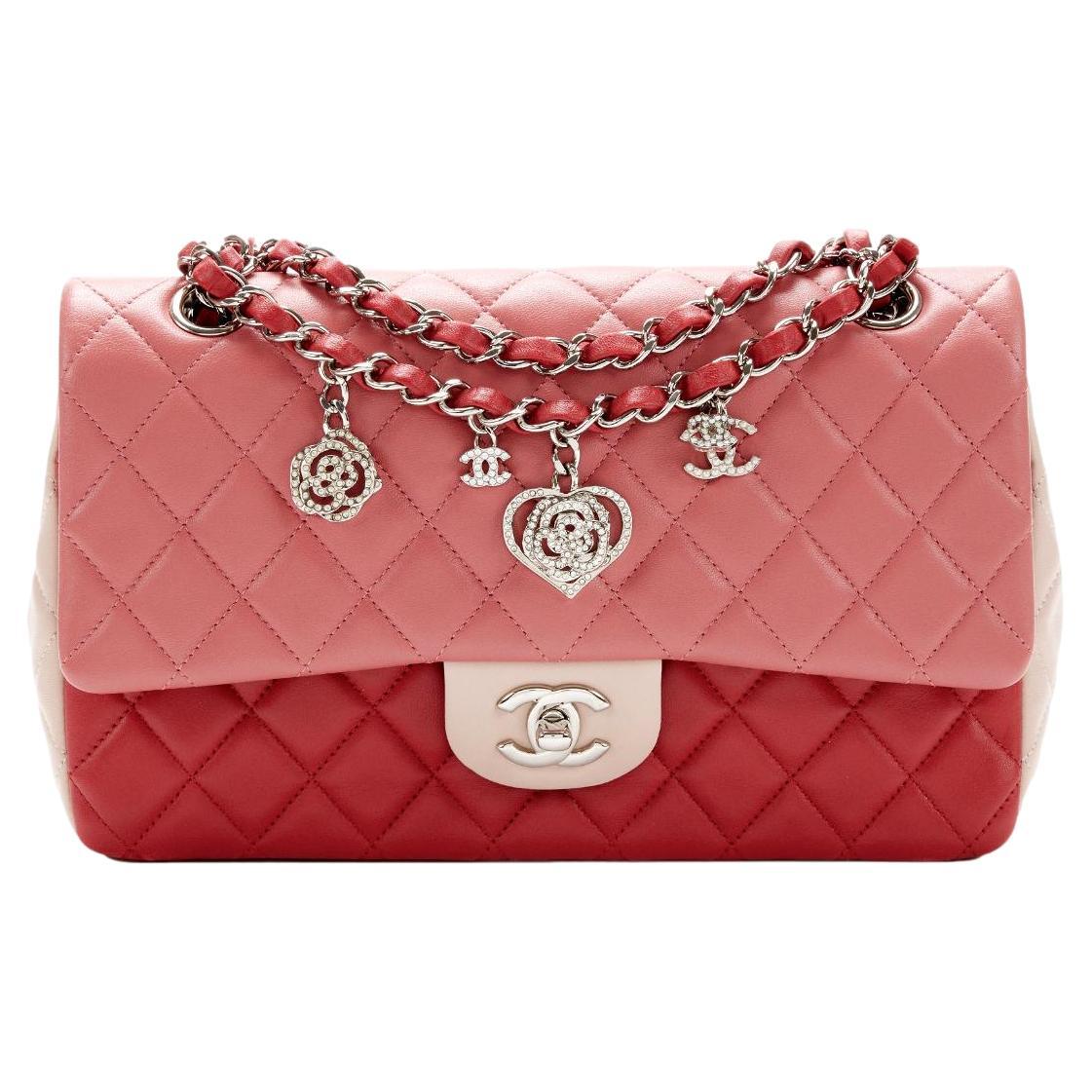 Chanel Multi-Pink Quilted Lambskin Medium Valentine Charm Single Flap Bag  at 1stDibs