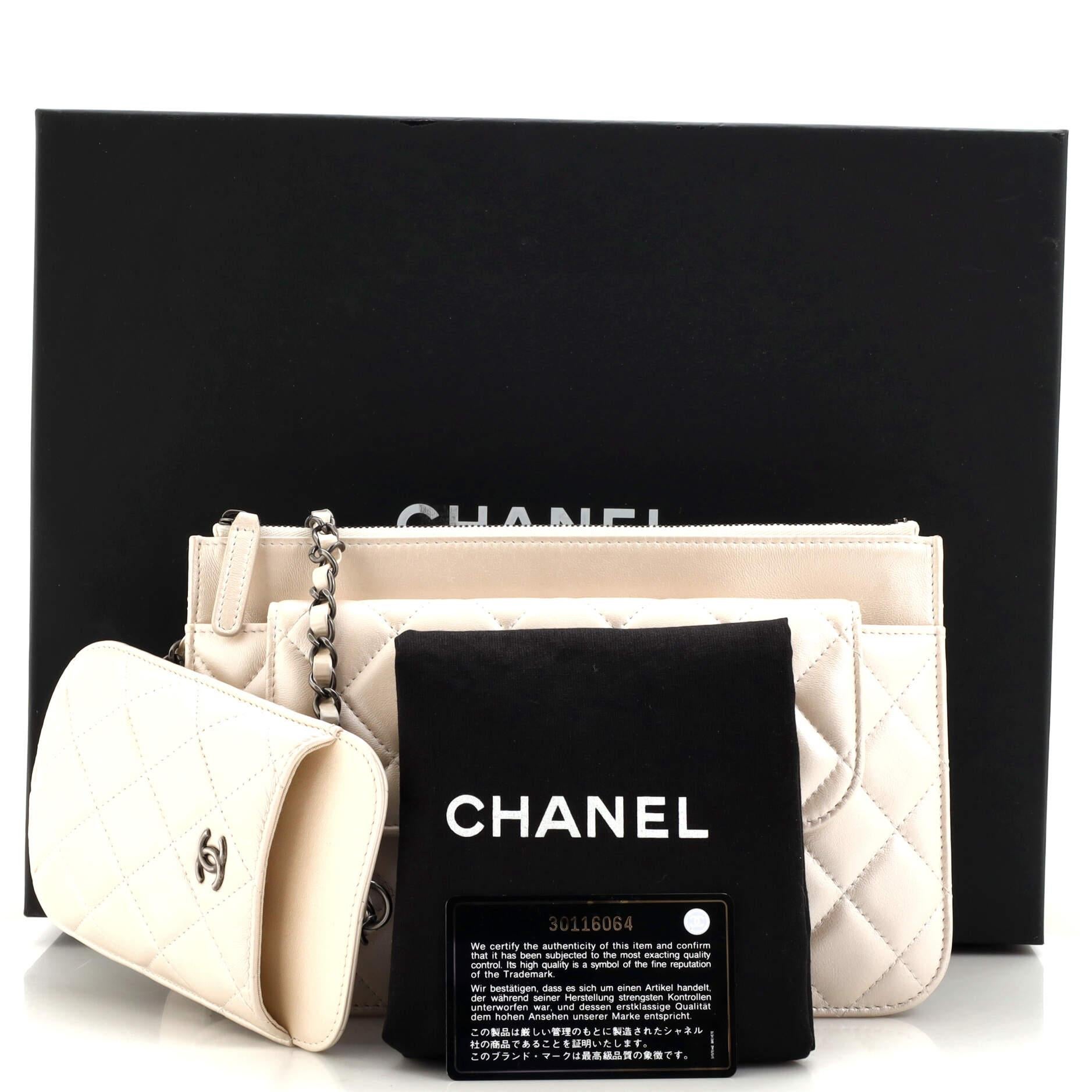 Chanel Multi Pochette Crossbody Bag Quilted Lambskin Medium