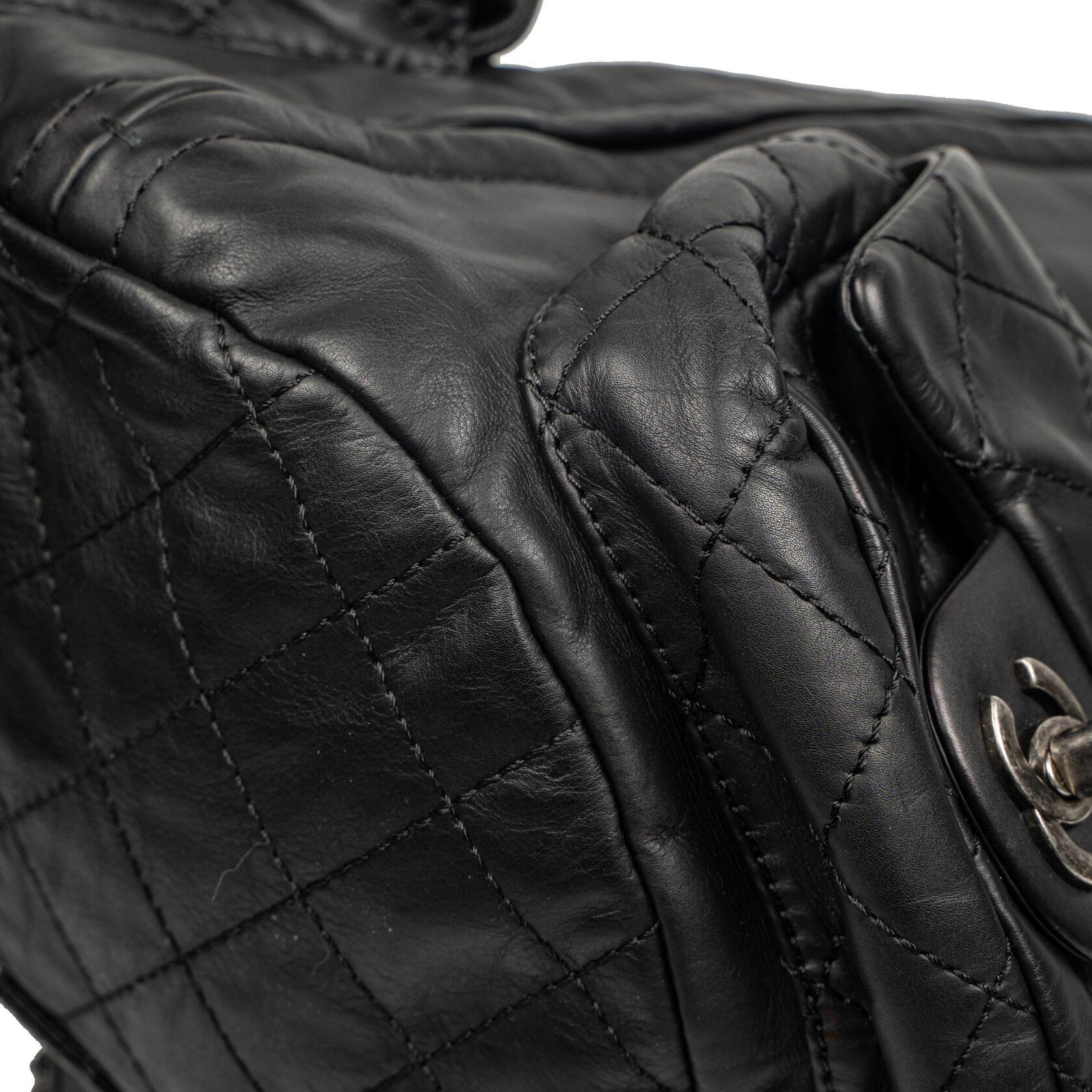 quilted moto leather backpack