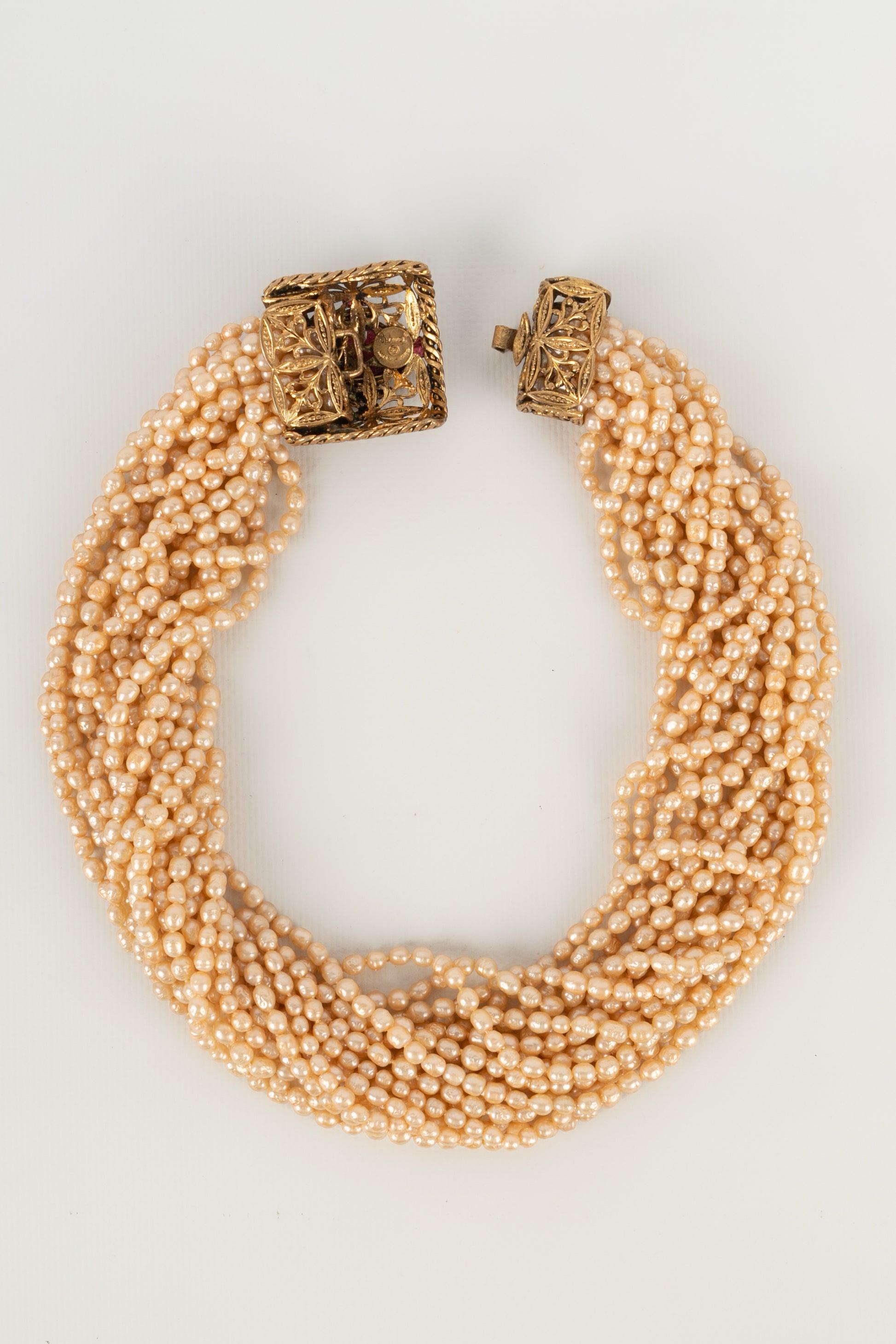 Chanel Multi-Row Choker Necklace In Excellent Condition For Sale In SAINT-OUEN-SUR-SEINE, FR