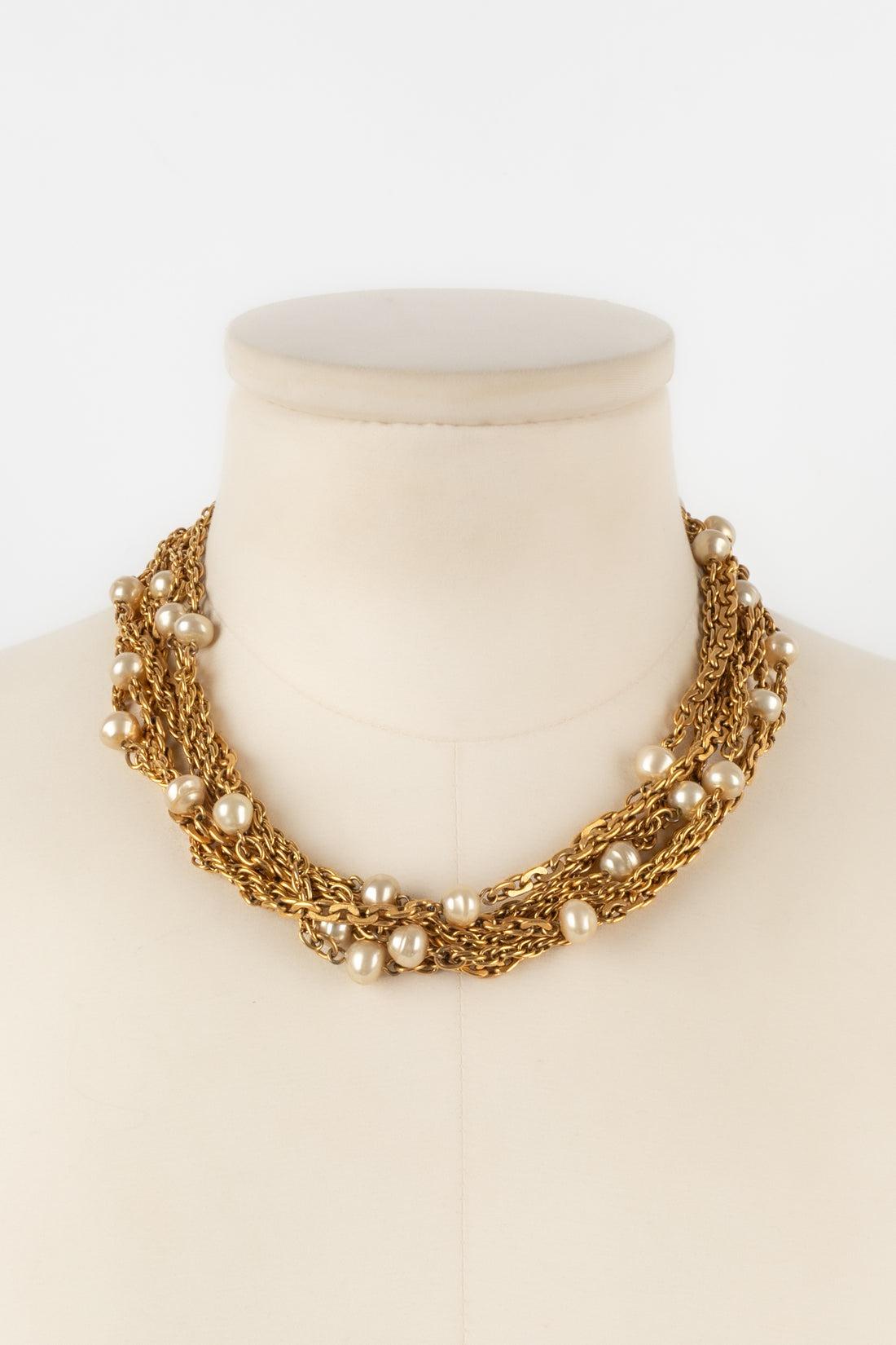 Chanel Multi-Row Golden Metal Choker Necklace In Excellent Condition For Sale In SAINT-OUEN-SUR-SEINE, FR