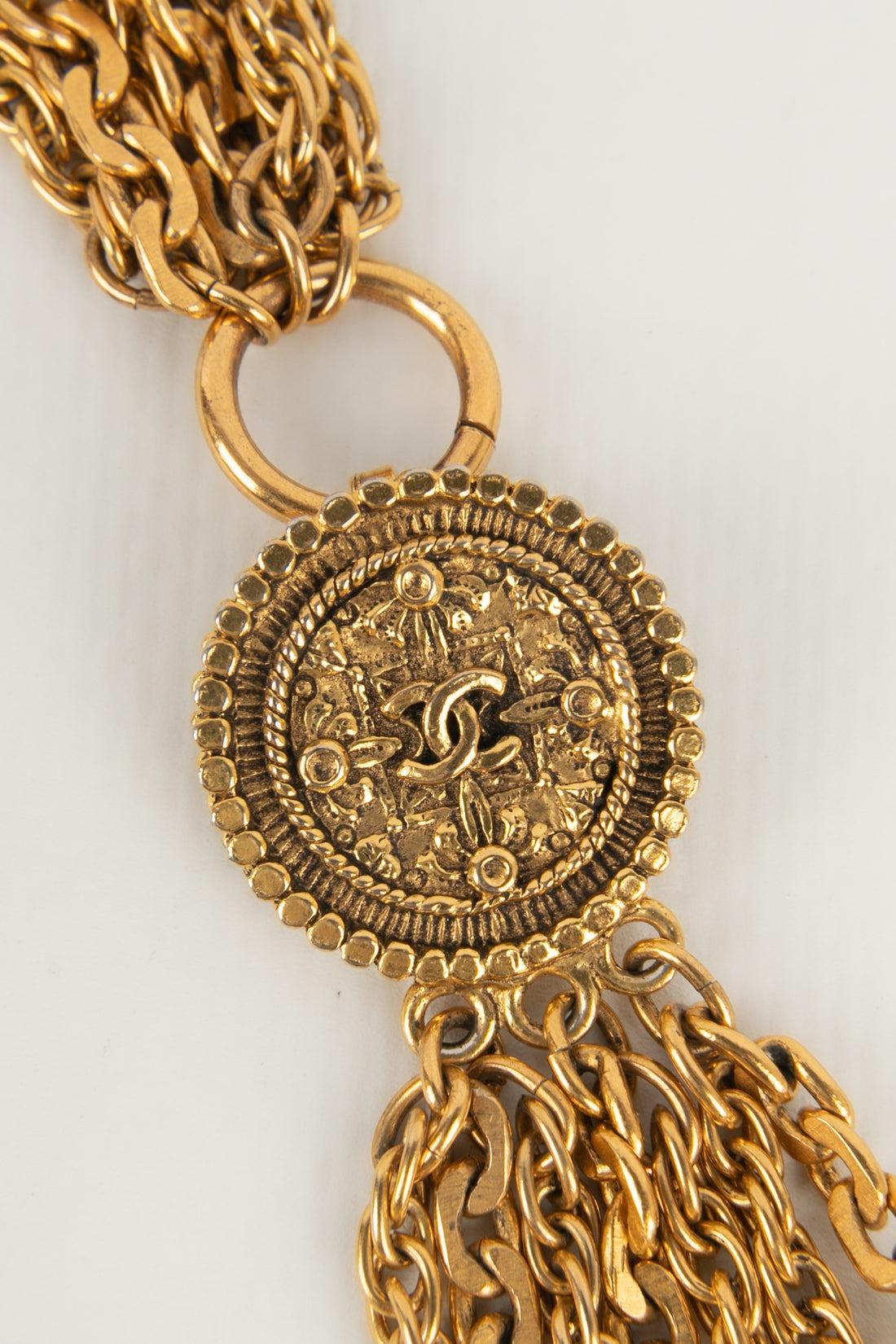 Women's Chanel Multi-Row Golden Metal Choker Necklace For Sale