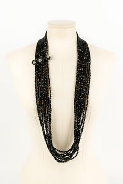 Chanel Multi Row Necklace in Black Glass Beads