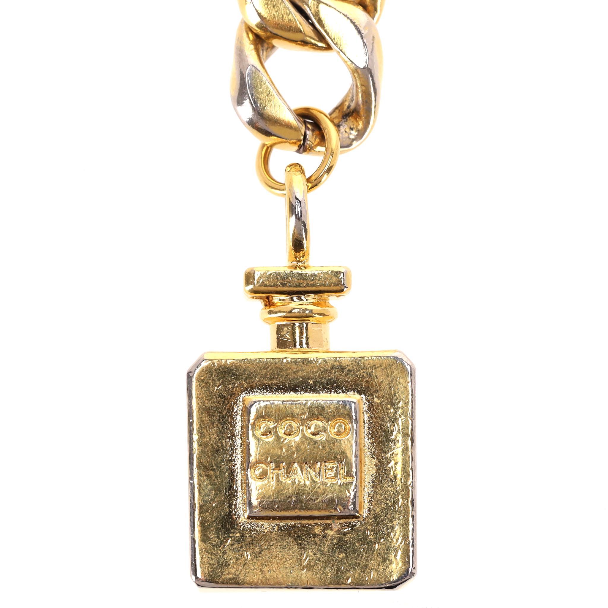 Chanel Multi-Strand Chain Belt With Chanel Perfume Bottle Charm In Good Condition For Sale In London, GB
