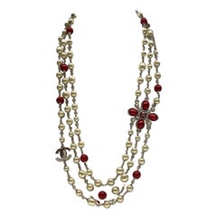 Chanel Multi Strand Necklace of Pearls and Red Beads , Autumn 2013 Collection