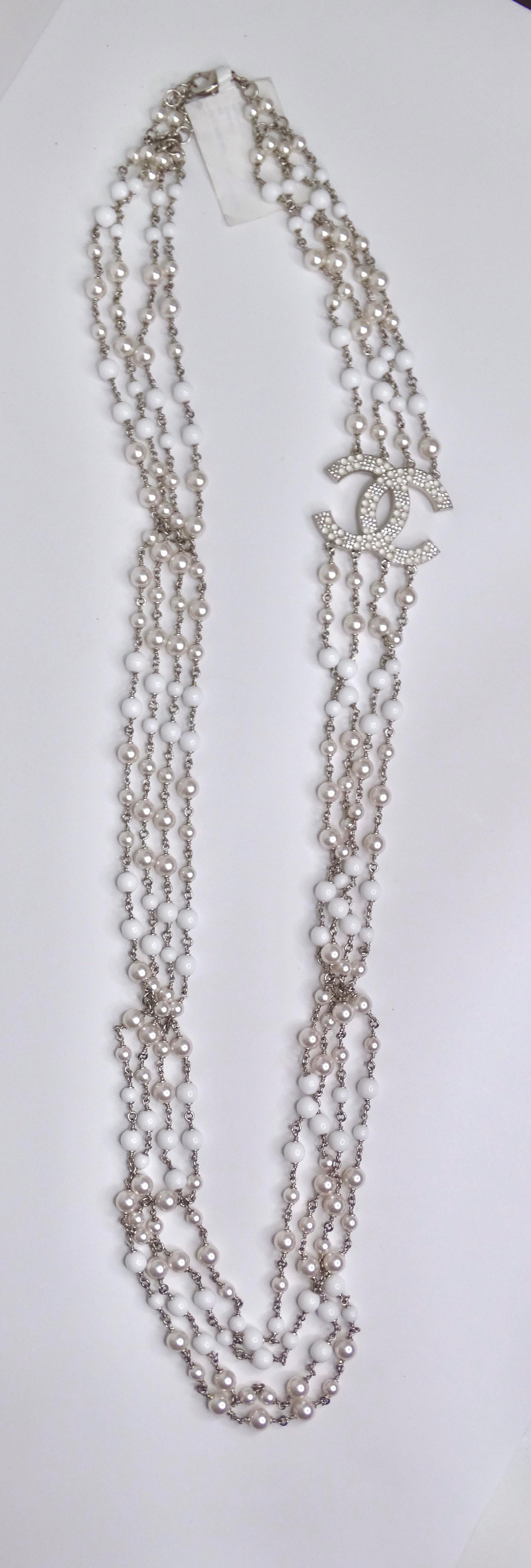 chanel multi strand pearl necklace