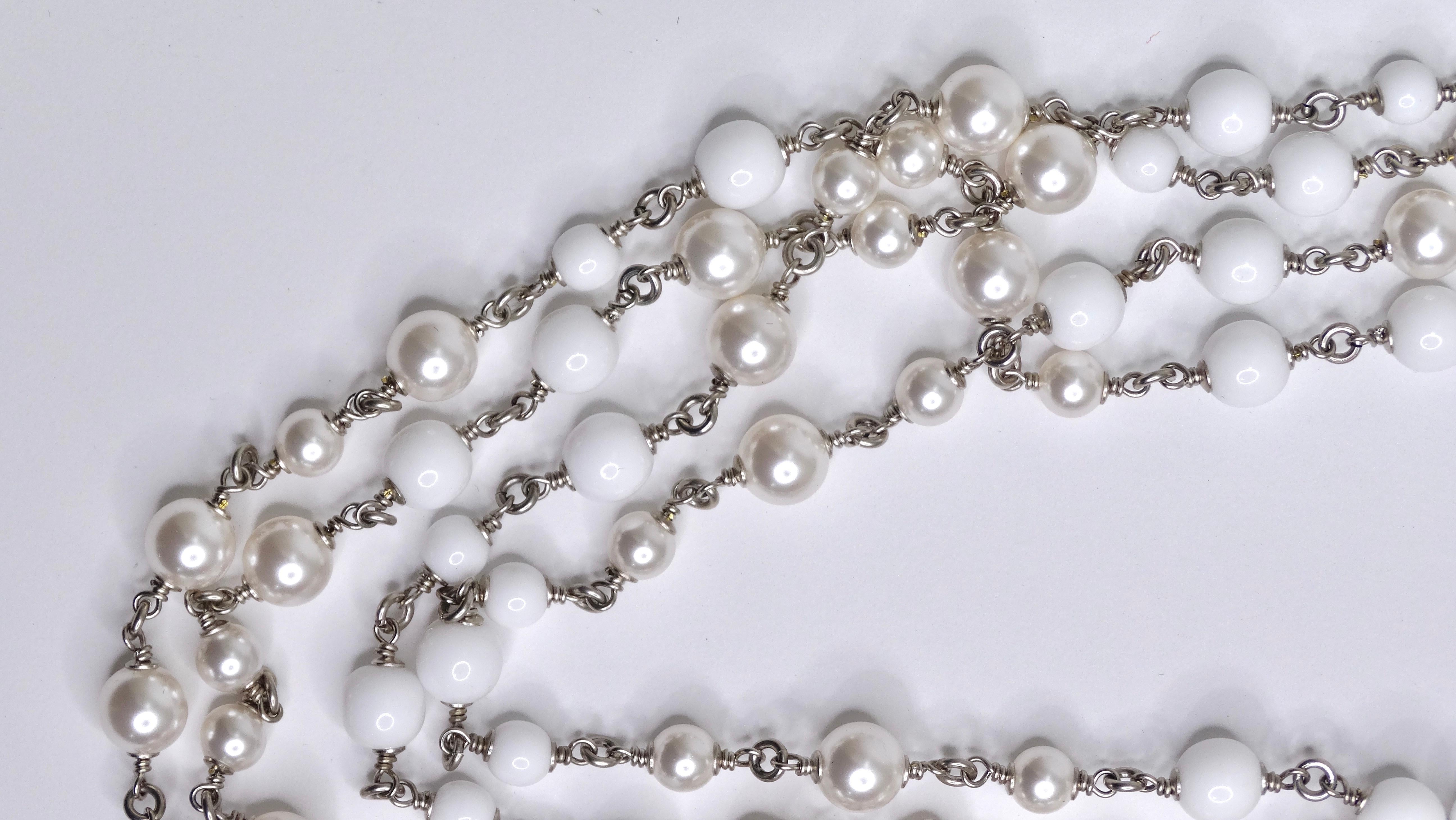 Chanel Multi-Strand Pearls & Crystal CC Logo Iconic Necklace In New Condition In Scottsdale, AZ