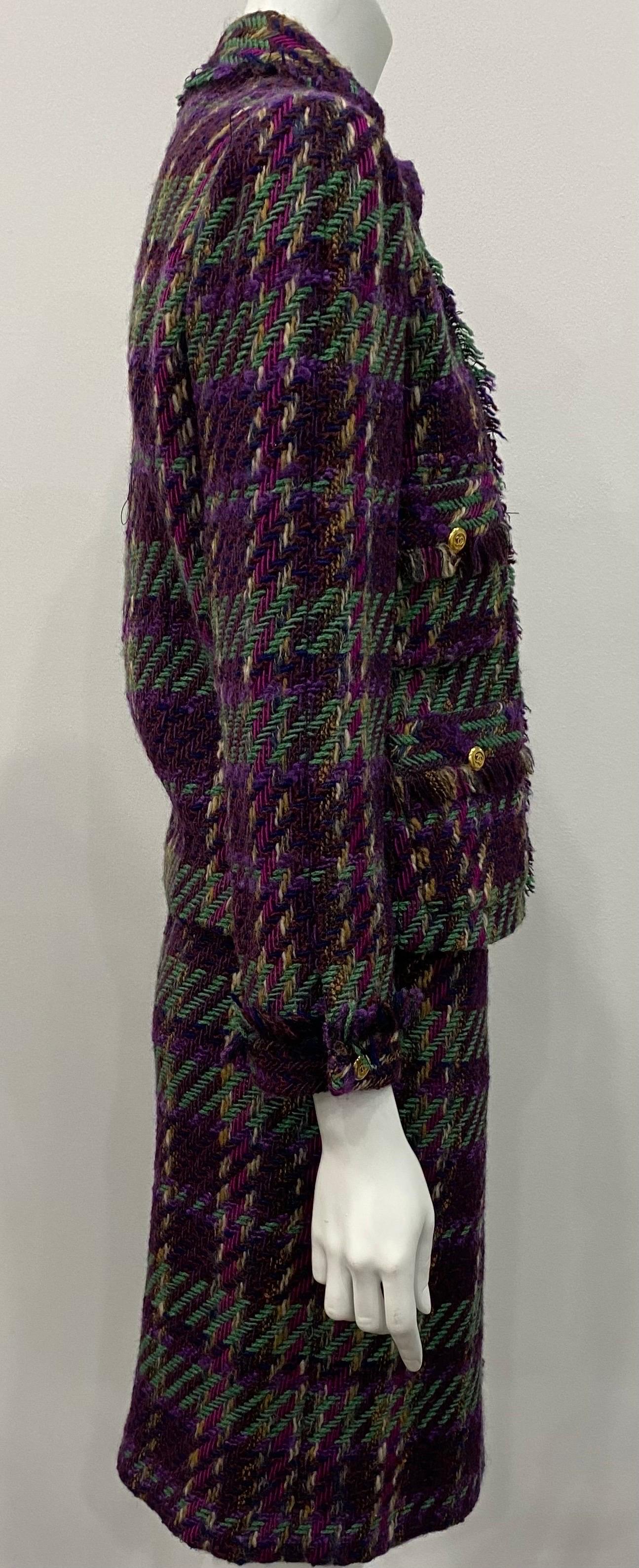 Chanel 1990's Multi Wool Tweed Skirt Suit - Sz 38 For Sale 4