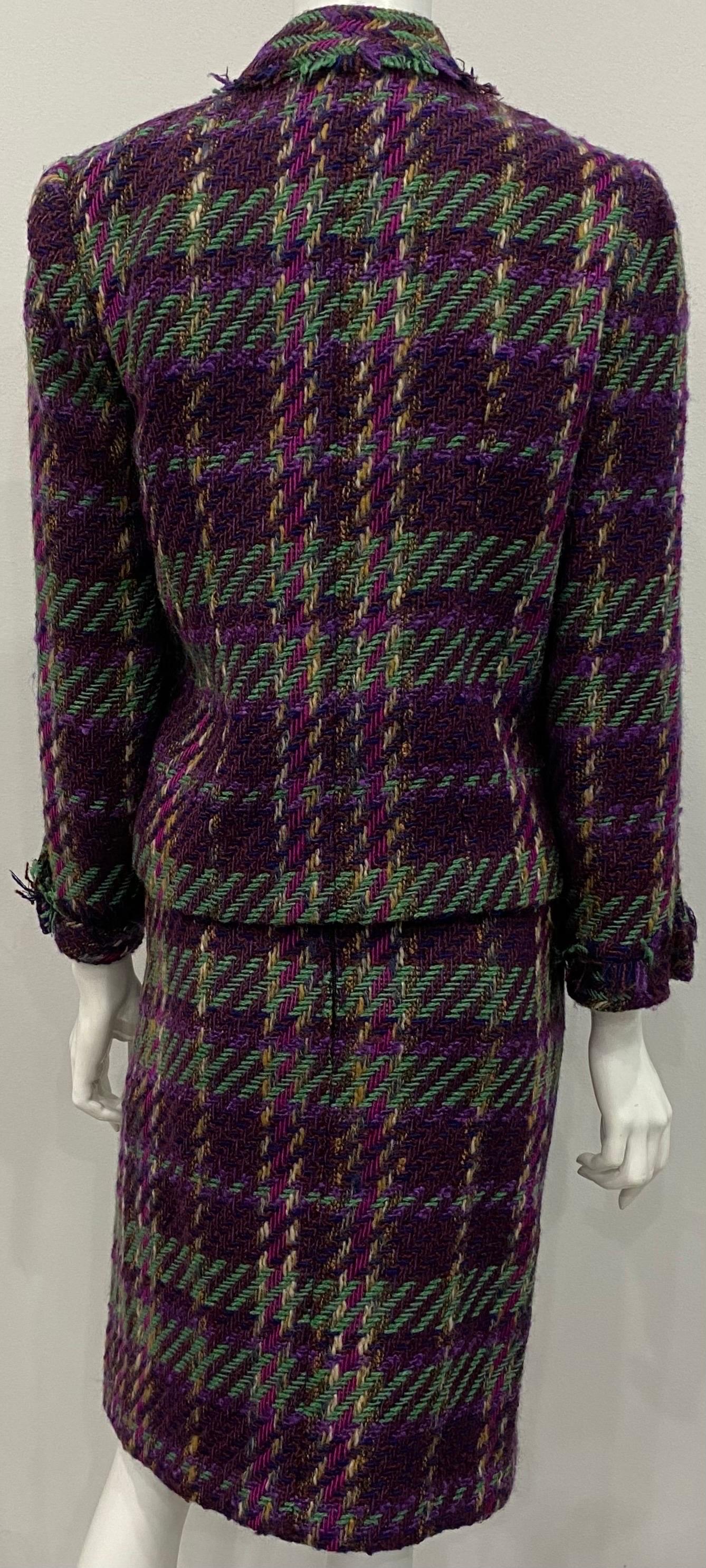 Chanel 1990's Multi Wool Tweed Skirt Suit - Sz 38 For Sale 5