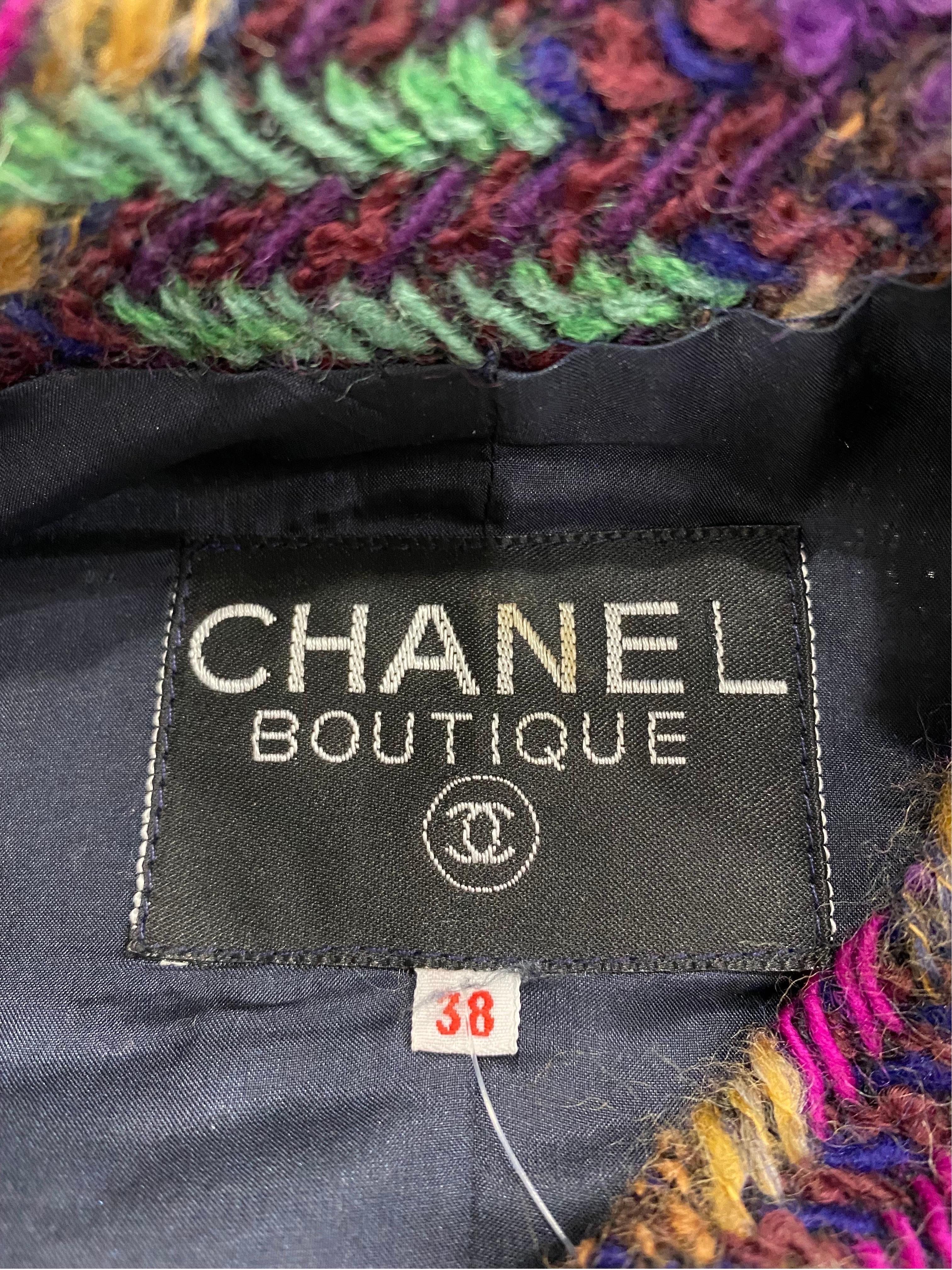 Chanel 1990's Multi Wool Tweed Skirt Suit - Sz 38 For Sale 6
