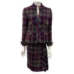 Vintage Chanel 1990's Multi Wool Tweed Skirt Suit - Sz 38