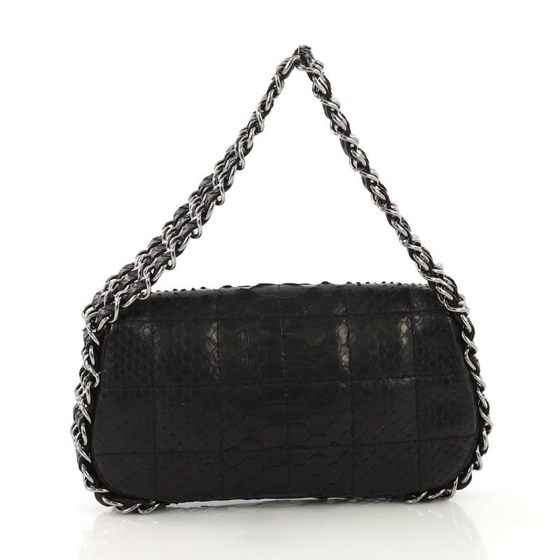 Chanel Multichain Chocolate Bar Flap Bag Quilted Python Mini In Good Condition In NY, NY