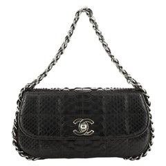 Chanel Multichain Chocolate Bar Flap Bag Quilted Python Mini