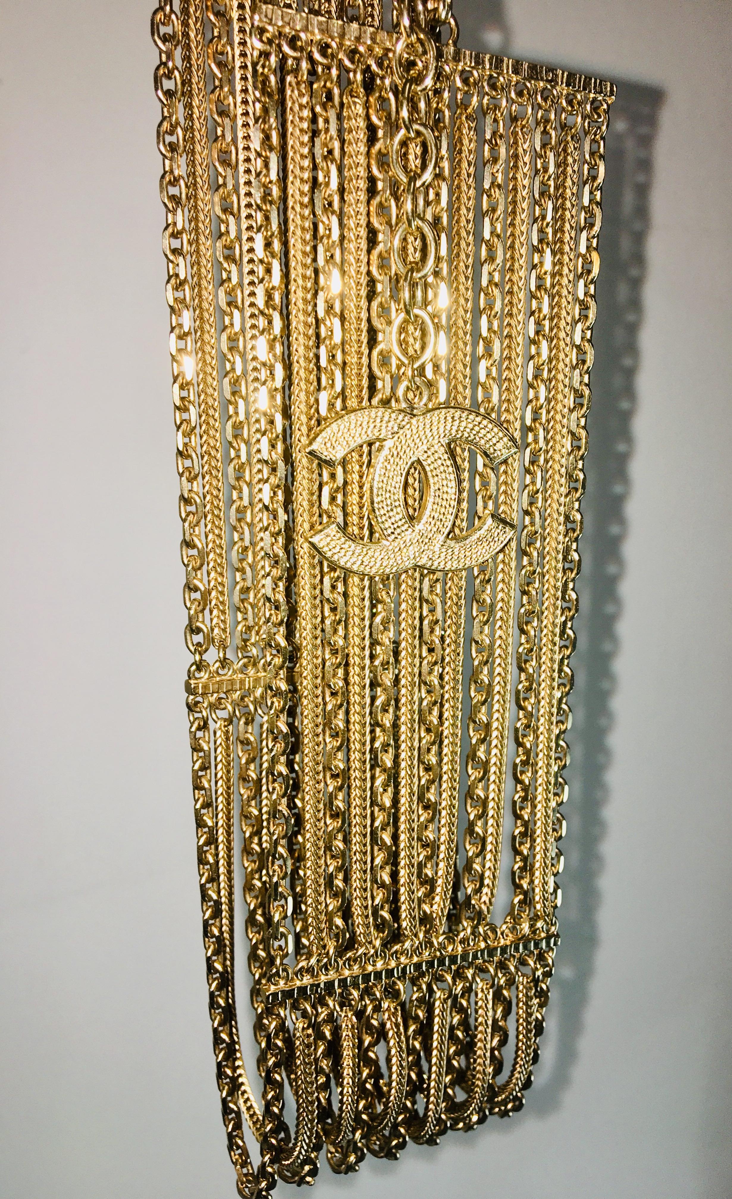 Brown Chanel Multichain gold metal Belt For Sale
