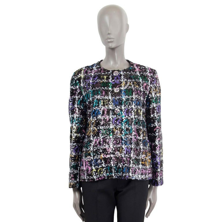 CHANEL multicolor 2022 22A FLORENCE SEQUIN Jacket 42 L For Sale at - Main Image