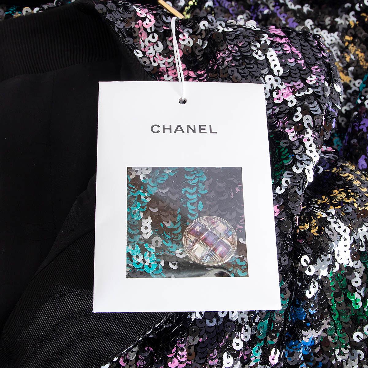 CHANEL multicolor 2022 22A FLORENCE SEQUIN Jacket 42 L For Sale 1