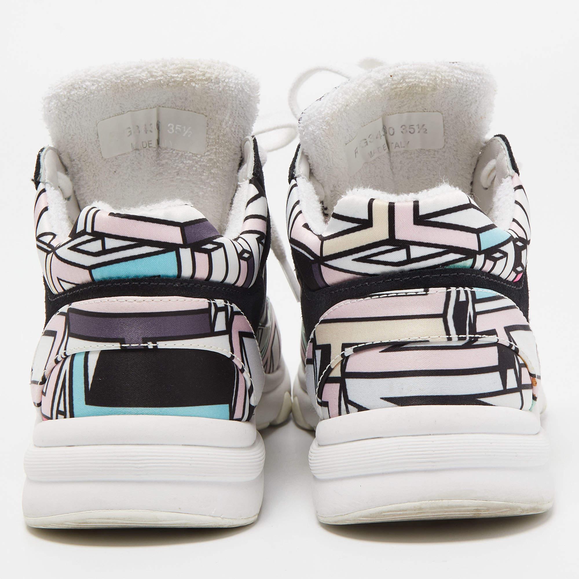 Chanel Multicolor Abstract Print Satin and Suede CC Logo Trainer Low Top Sneaker For Sale 3