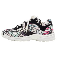 Chanel Multicolor Abstract Print Satin CC Logo Trainer Low Top Sneaker Size 37