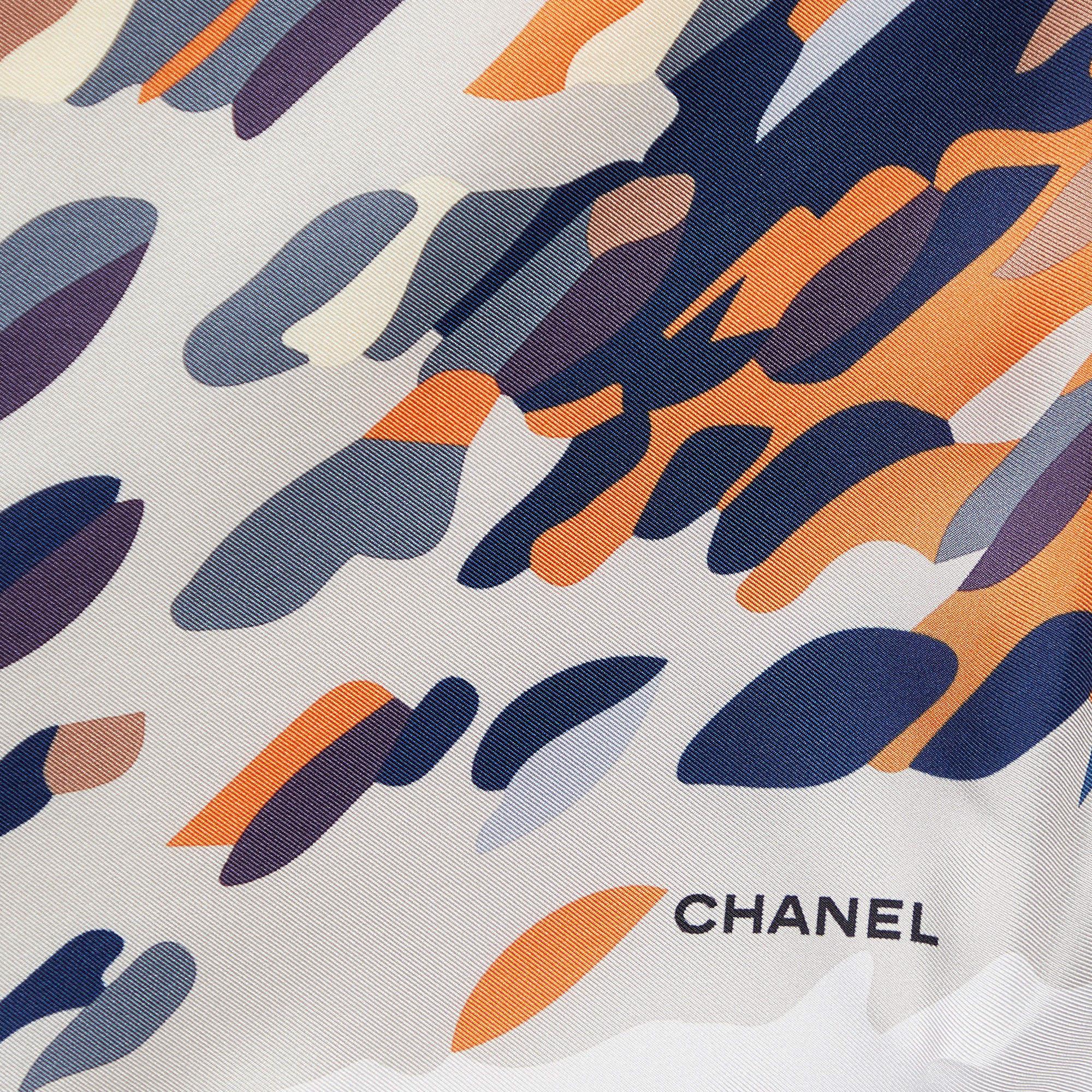 Chanel Multicolor Abstract Print Silk Square Scarf In Excellent Condition In Dubai, Al Qouz 2